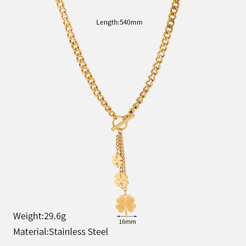 Ivanda Long Charm Cluster Necklace Gold CHOFXL-0533-J - view 1