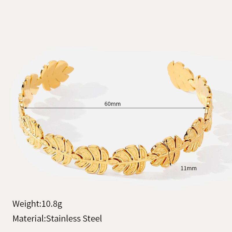 Ivanda Leaf Wreath Bangle Gold Stainless Steel CH1917 - view 1