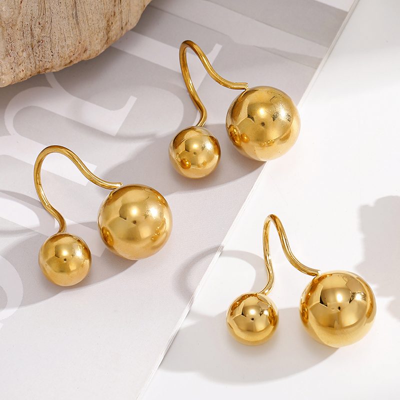 Ivanda Double Ball Drop Earrings Gold Stainless Steel CH1916 Ivanda Double Ball Drop Earrings Gold Stainless Steel CH1916 - view 6