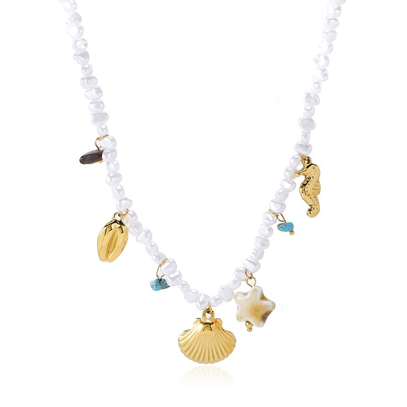 Ivanda Ocean Charm Beaded Necklace Gold CH1929 - view 2