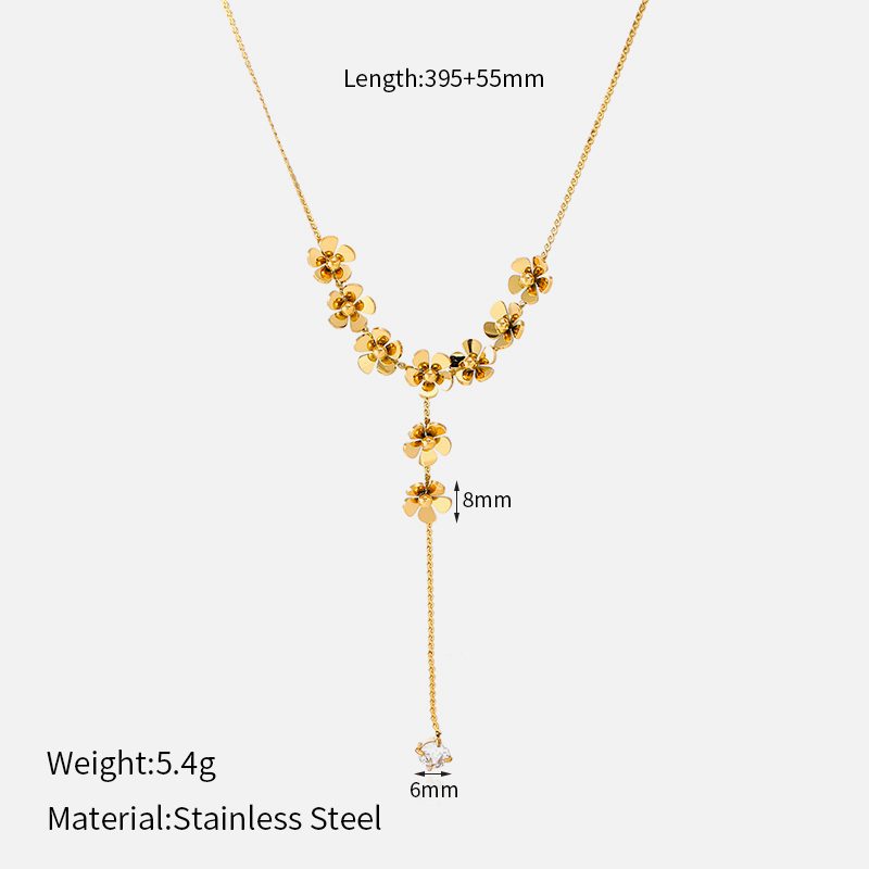 Ivanda Rose Lariat Necklace Gold Stainless Steel CH1925 - view 2