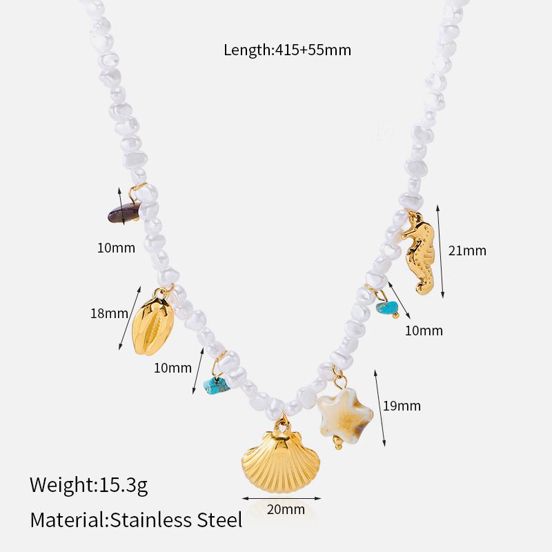 Ivanda Ocean Charm Beaded Necklace Gold CH1929 - view 1