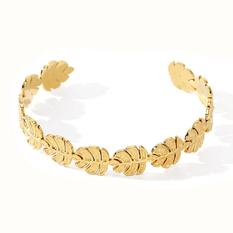 Ivanda Leaf Wreath Bangle Gold Stainless Steel CH1917 - view 2