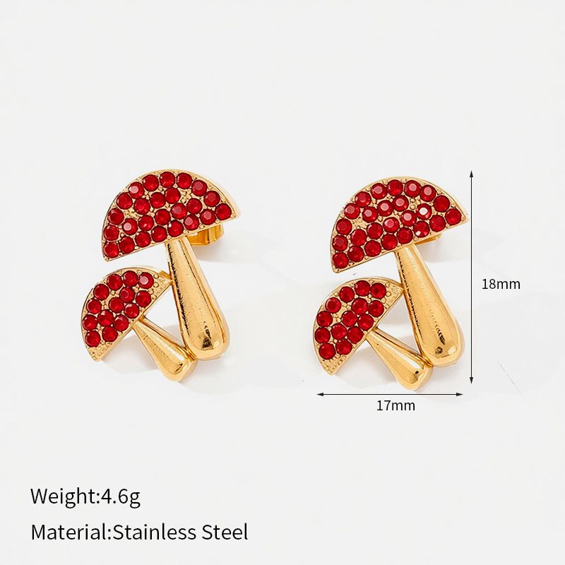 Ivanda Red Mushroom Stud Earrings Pavé YWD8-E2504994 Ivanda Red Mushroom Stud Earrings Pavé YWD8-E2504994 - view 1
