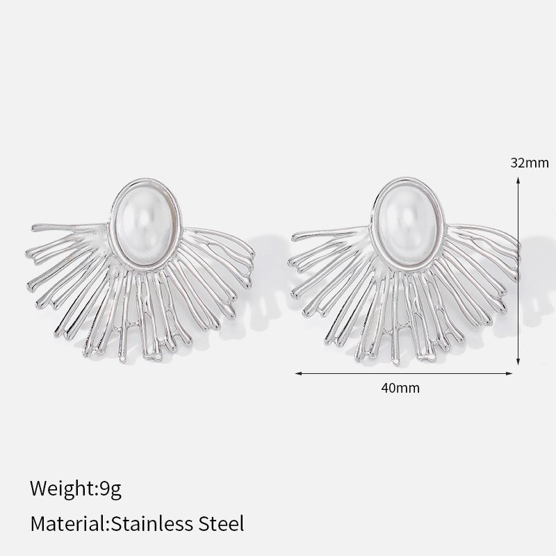 Ivanda Silver Fan Pearl Stud Earrings YWD2-S2504179-E Ivanda Silver Fan Pearl Stud Earrings YWD2-S2504179-E - view 1