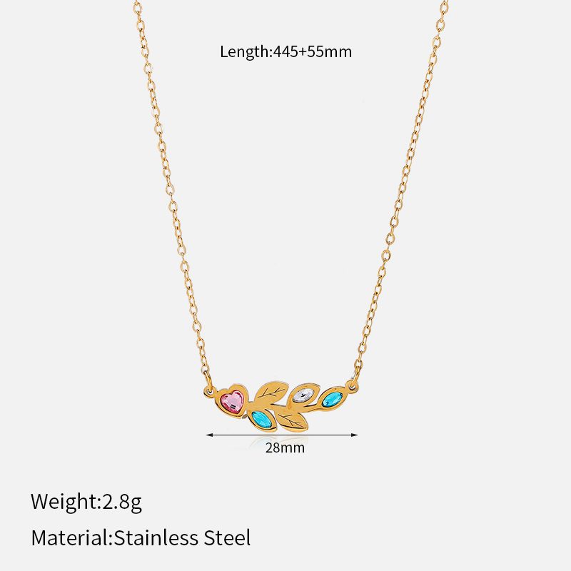 Ivanda Enamel Leaf Bar Necklace Gold CHXM-1960-J - view 1