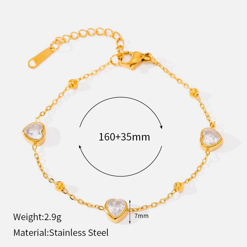 Ivanda Crystal Heart Chain Bracelet Gold CHOS-0852-J-W Ivanda Crystal Heart Chain Bracelet Gold CHOS-0852-J-W - view 1