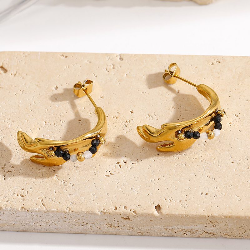 Ivanda Shark Charm Hoop Earrings Gold YWD8-E2504942 - view 4