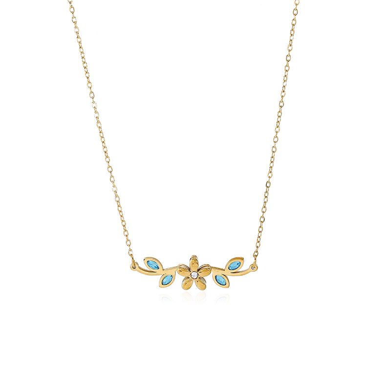 Ivanda Enamel Leaf Bar Necklace Gold CHXM-1960-J - view 6