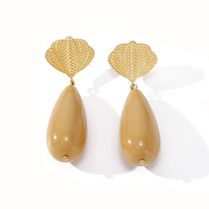 Ivanda Fan Top Stone Drop Earrings Gold YWD2-E2504955-2 - view 3