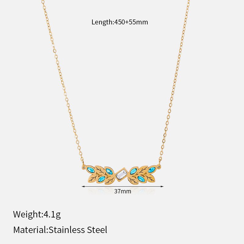 Ivanda Enamel Leaf Bar Necklace Gold CHXM-1960-J - view 2