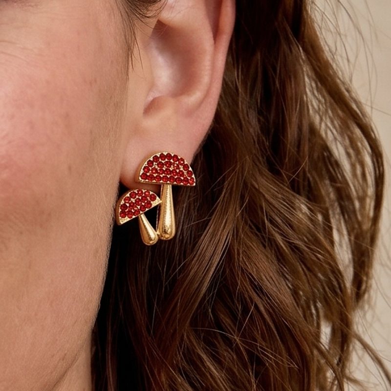 Ivanda Red Mushroom Stud Earrings Pavé YWD8-E2504994 Ivanda Red Mushroom Stud Earrings Pavé YWD8-E2504994 - view 5