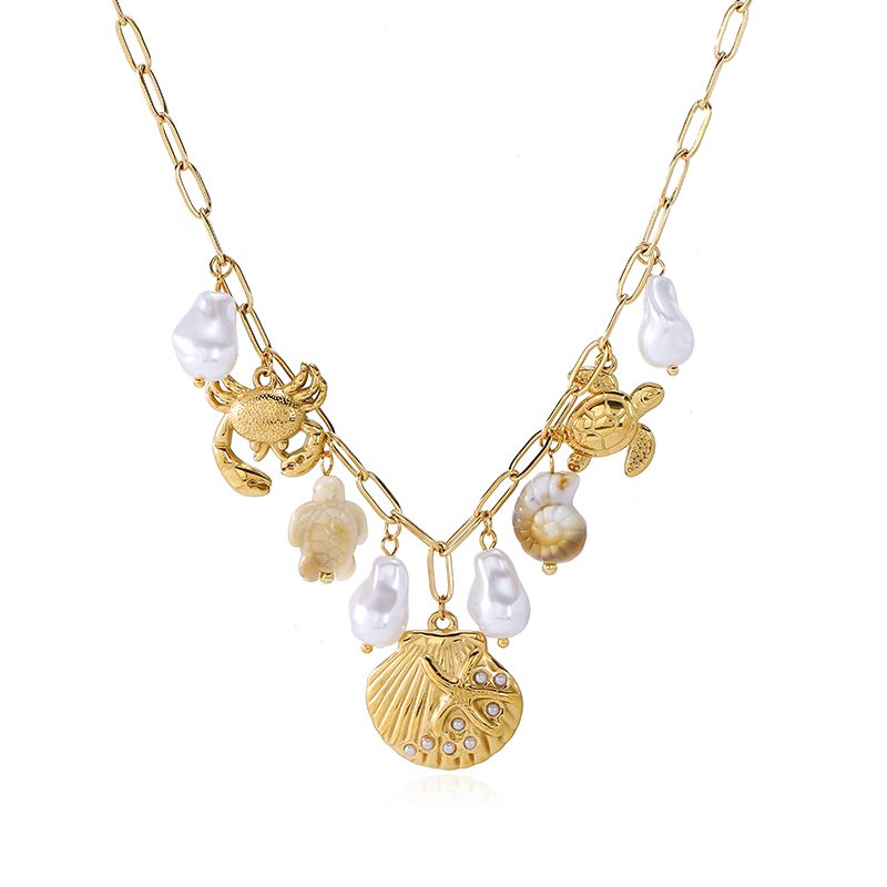 Ivanda Shell Charm Link Necklace Gold CHXL02751-1 Ivanda Shell Charm Link Necklace Gold CHXL02751-1 - view 6