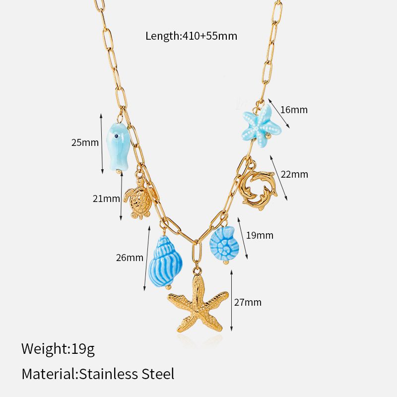 Ivanda Shell Charm Link Necklace Gold CHXL02751-1 Ivanda Shell Charm Link Necklace Gold CHXL02751-1 - view 3
