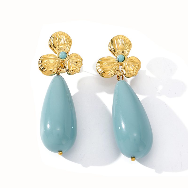 Ivanda Fan Top Stone Drop Earrings Gold YWD2-E2504955-2 - view 4