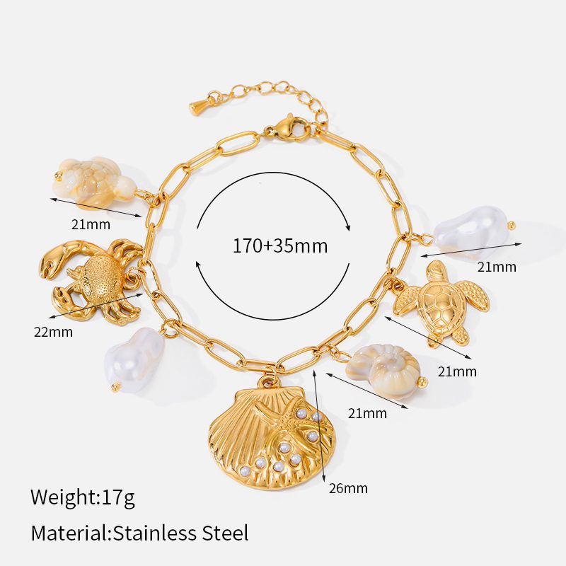 Ivanda Shell Seahorse Charm Bracelet Gold CHSL01531-1 - view 2