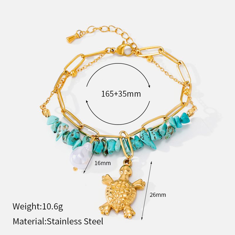 Ivanda Turquoise Turtle Bracelet Gold CHSL01171-1 - view 1