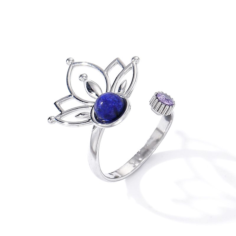 Ivanda Silver Lotus Lapis Necklace YWD2-S2504177-N Ivanda Silver Lotus Lapis Necklace YWD2-S2504177-N - view 3