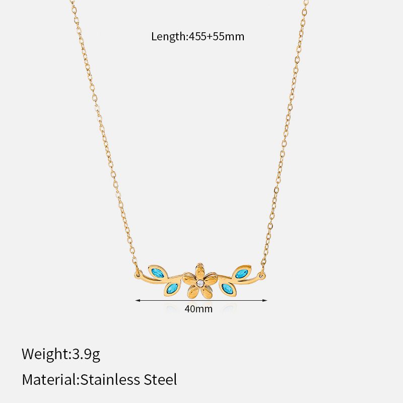 Ivanda Enamel Leaf Bar Necklace Gold CHXM-1960-J - view 4