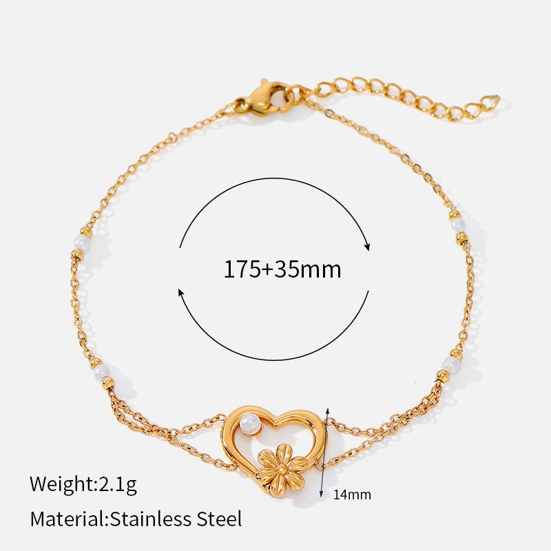 Ivanda Heart Flower Bracelet Gold YWD8-S2504175-B - view 1