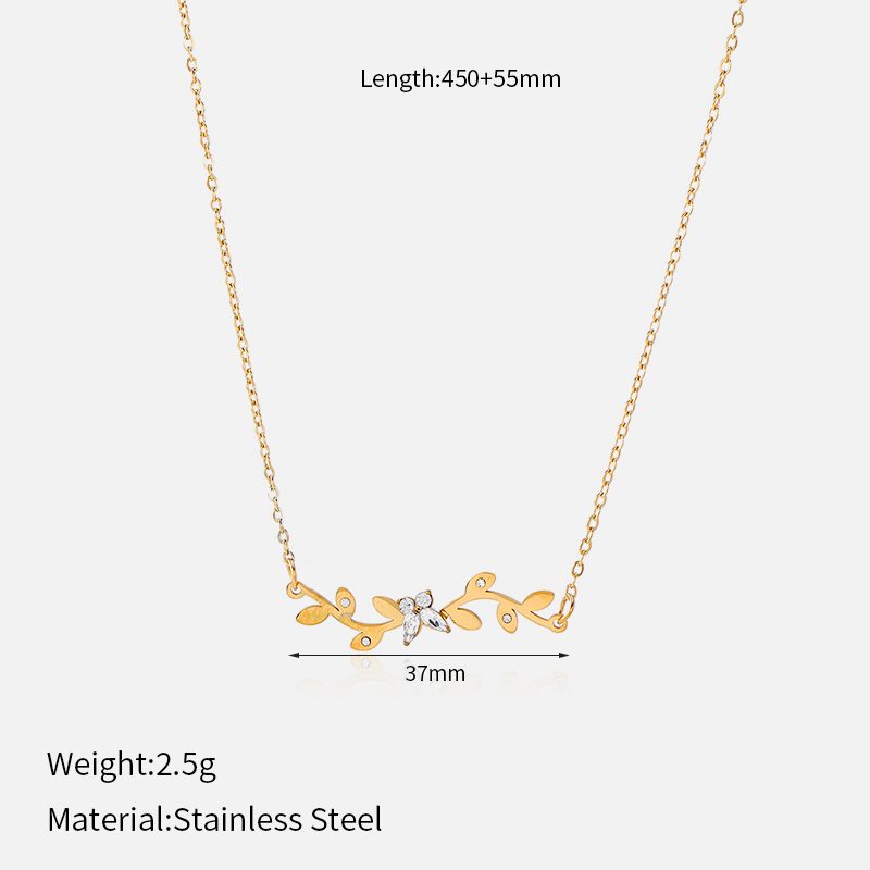 Ivanda Enamel Leaf Bar Necklace Gold CHXM-1960-J - view 3