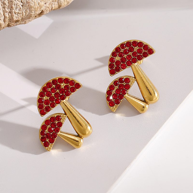 Ivanda Red Mushroom Stud Earrings Pavé YWD8-E2504994 Ivanda Red Mushroom Stud Earrings Pavé YWD8-E2504994 - view 4