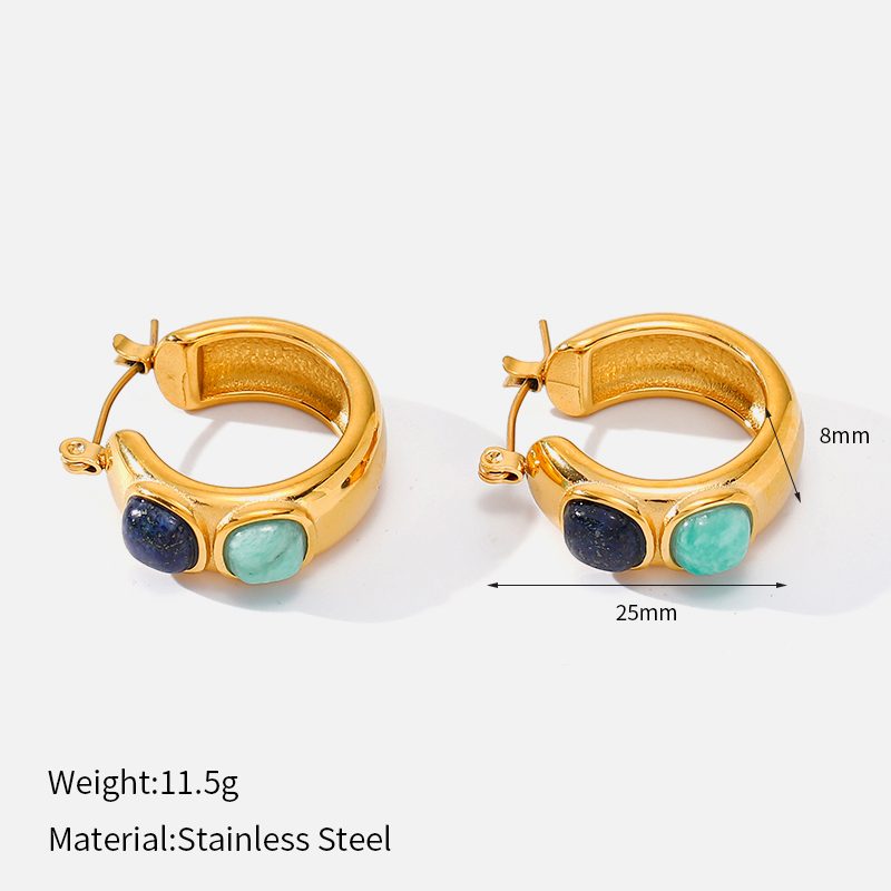 Ivanda Two Stone Chunky Hoop Earrings YHTSE-2501315 Ivanda Two Stone Chunky Hoop Earrings YHTSE-2501315 - view 1