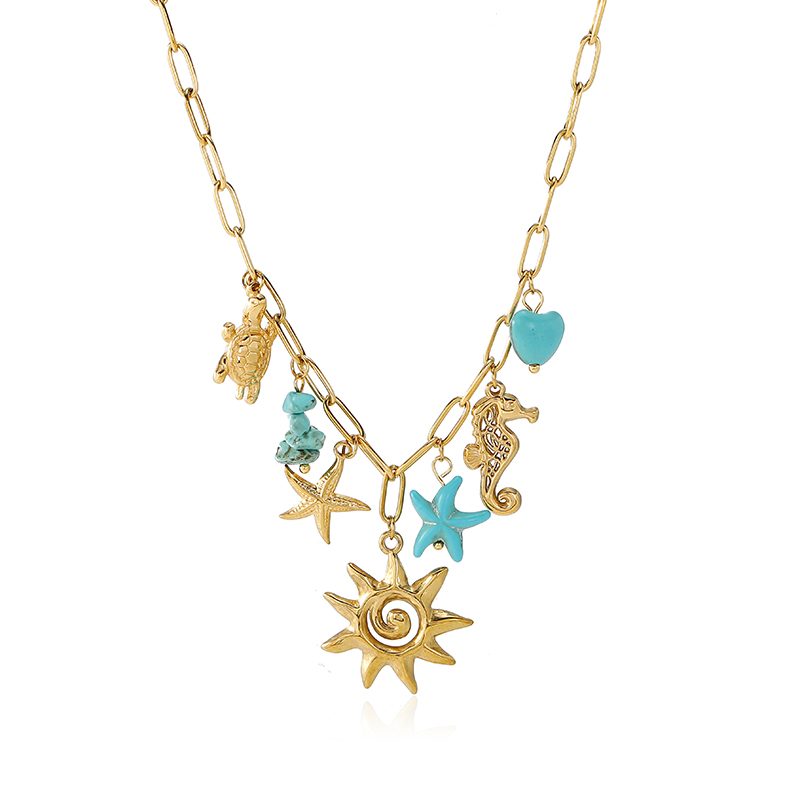 Ivanda Shell Charm Link Necklace Gold CHXL02751-1 Ivanda Shell Charm Link Necklace Gold CHXL02751-1 - view 4