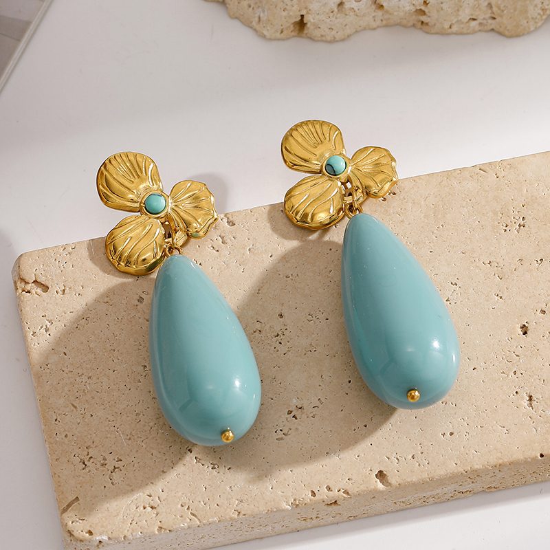 Ivanda Fan Top Stone Drop Earrings Gold YWD2-E2504955-2 - view 6