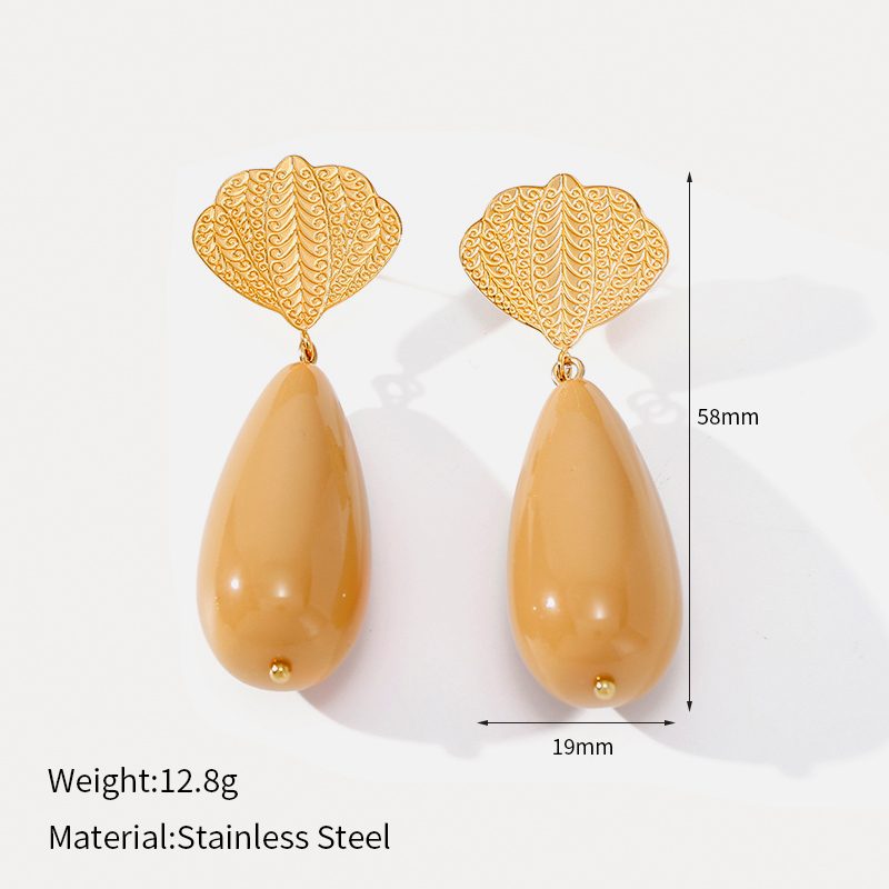 Ivanda Fan Top Stone Drop Earrings Gold YWD2-E2504955-2 - view 1