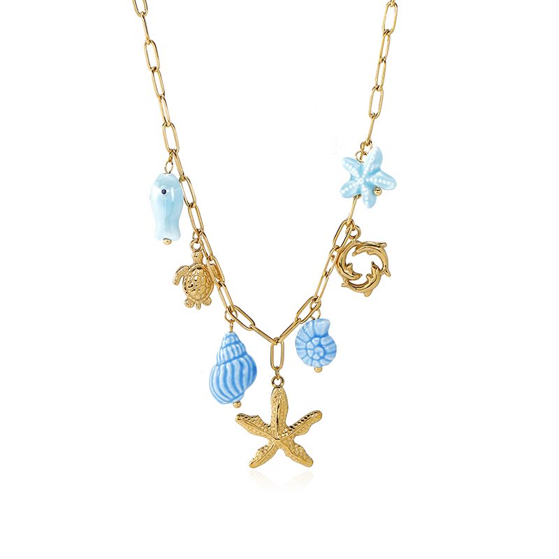 Ivanda Shell Charm Link Necklace Gold CHXL02751-1 Ivanda Shell Charm Link Necklace Gold CHXL02751-1 - view 5