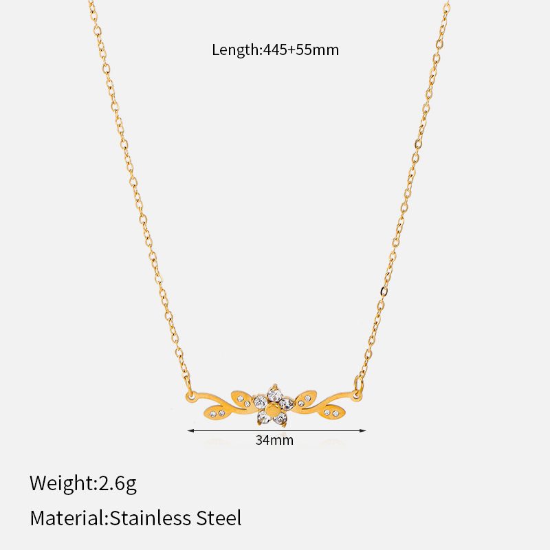 Ivanda Enamel Leaf Bar Necklace Gold CHXM-1960-J - view 5
