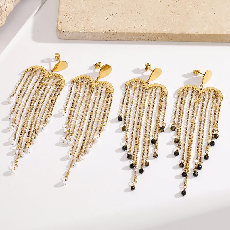 Ivanda Heart Tassel Drop Earrings Gold YWD2-E2504945-1 Ivanda Heart Tassel Drop Earrings Gold YWD2-E2504945-1 - view 5