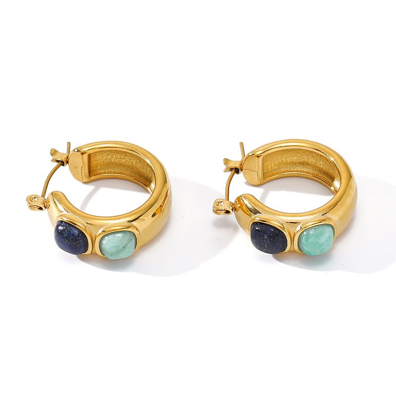 Ivanda Two Stone Chunky Hoop Earrings YHTSE-2501315 Ivanda Two Stone Chunky Hoop Earrings YHTSE-2501315 - view 2