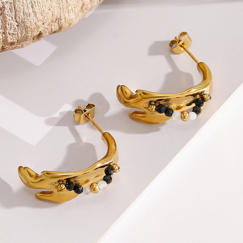 Ivanda Shark Charm Hoop Earrings Gold YWD8-E2504942 - view 3